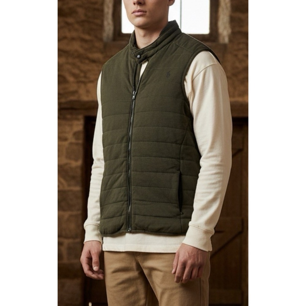 Polo Ralph Lauren Men Hybrid Quilted Vest L Green Gorpcore Earthy Utility Puffer
